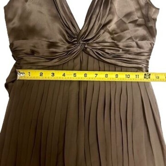 BCBGMaxAzria Brown Grecian Pleated 100% Silk Gown Low Back Size 0 Dress - Picture 7 of 12